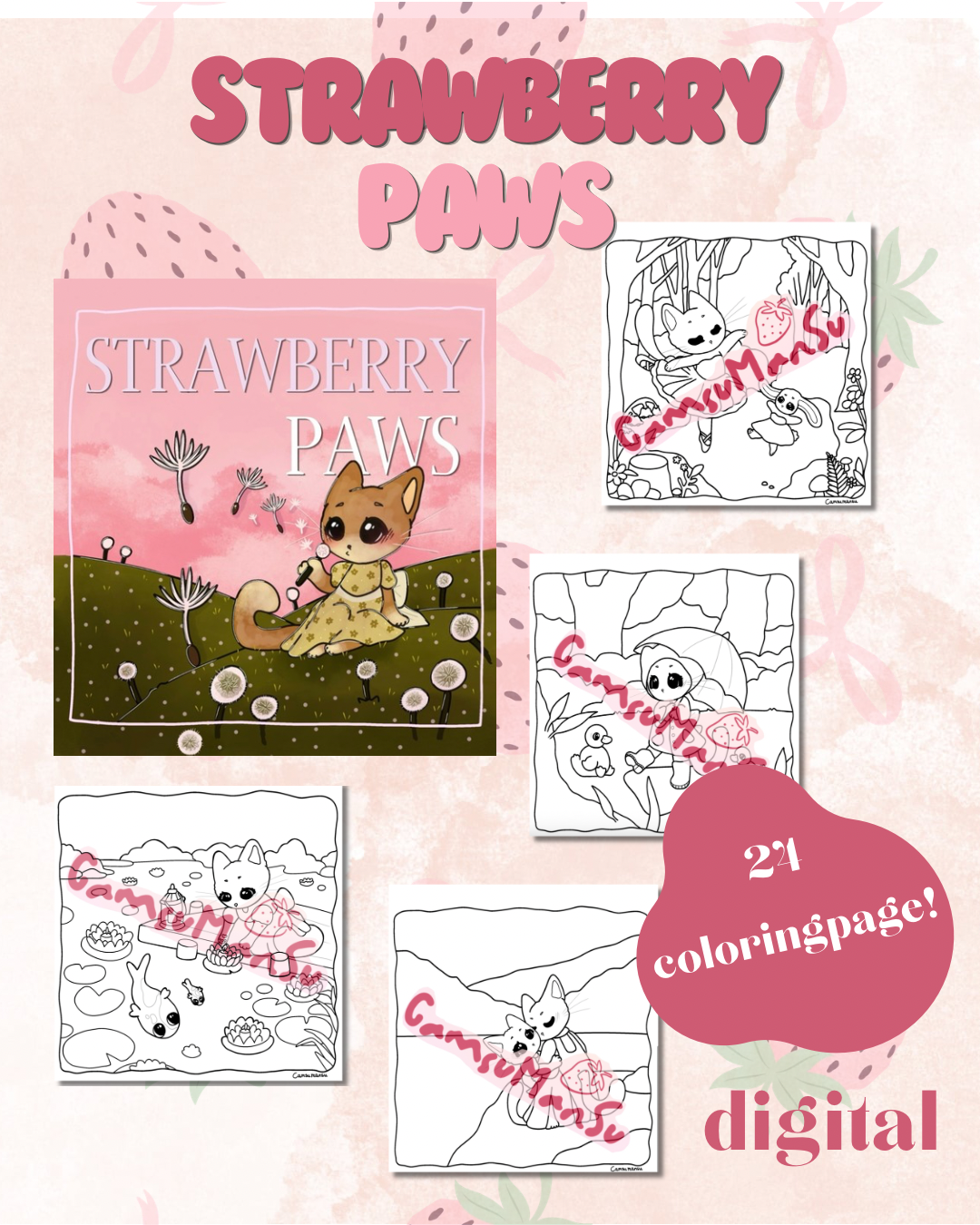 Strawberry Paws – Digital 🍓